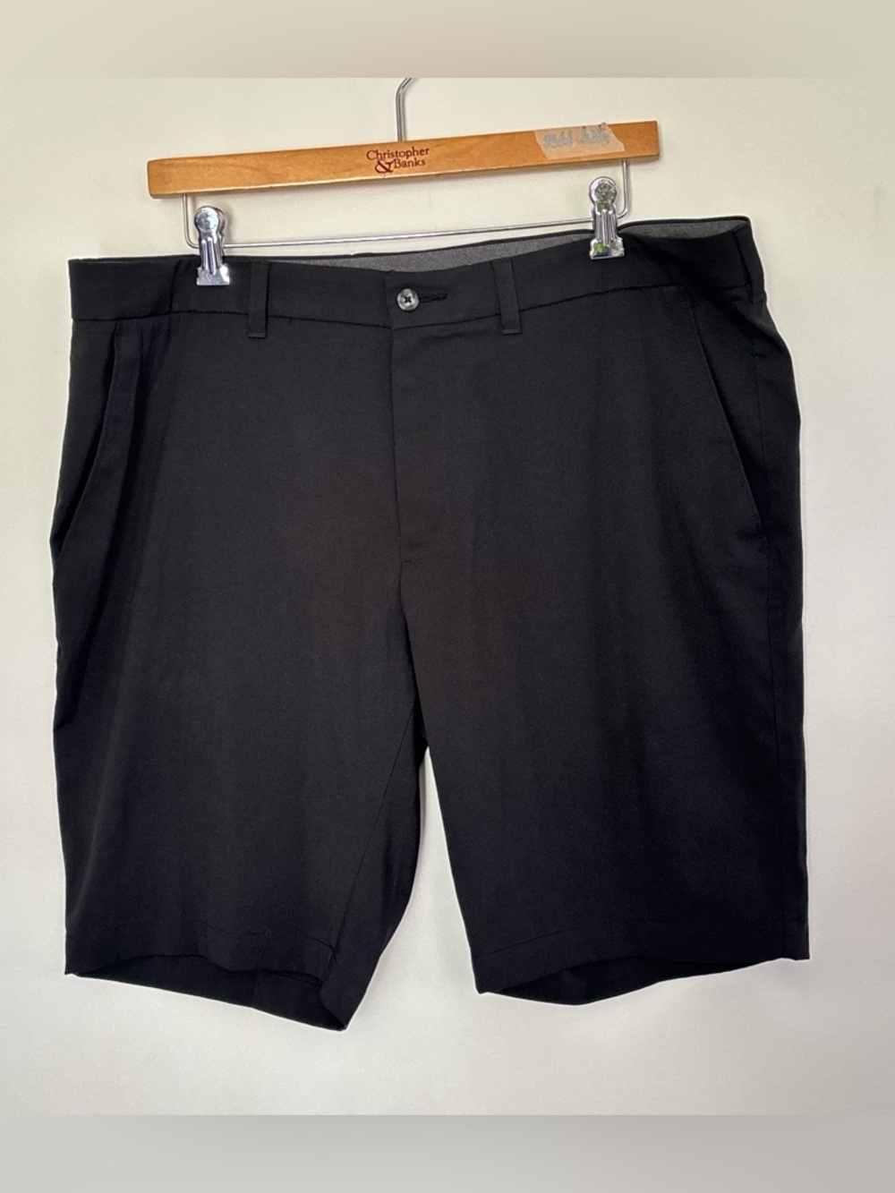 Oxford Men’s Black Dress Shorts Size 38 Inseam 9.5 in Neutral w/Pockets *d73